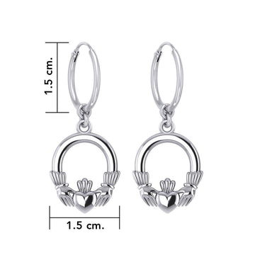 Irish Claddagh Silver Hoop Earrings TER2099 - Jewelry